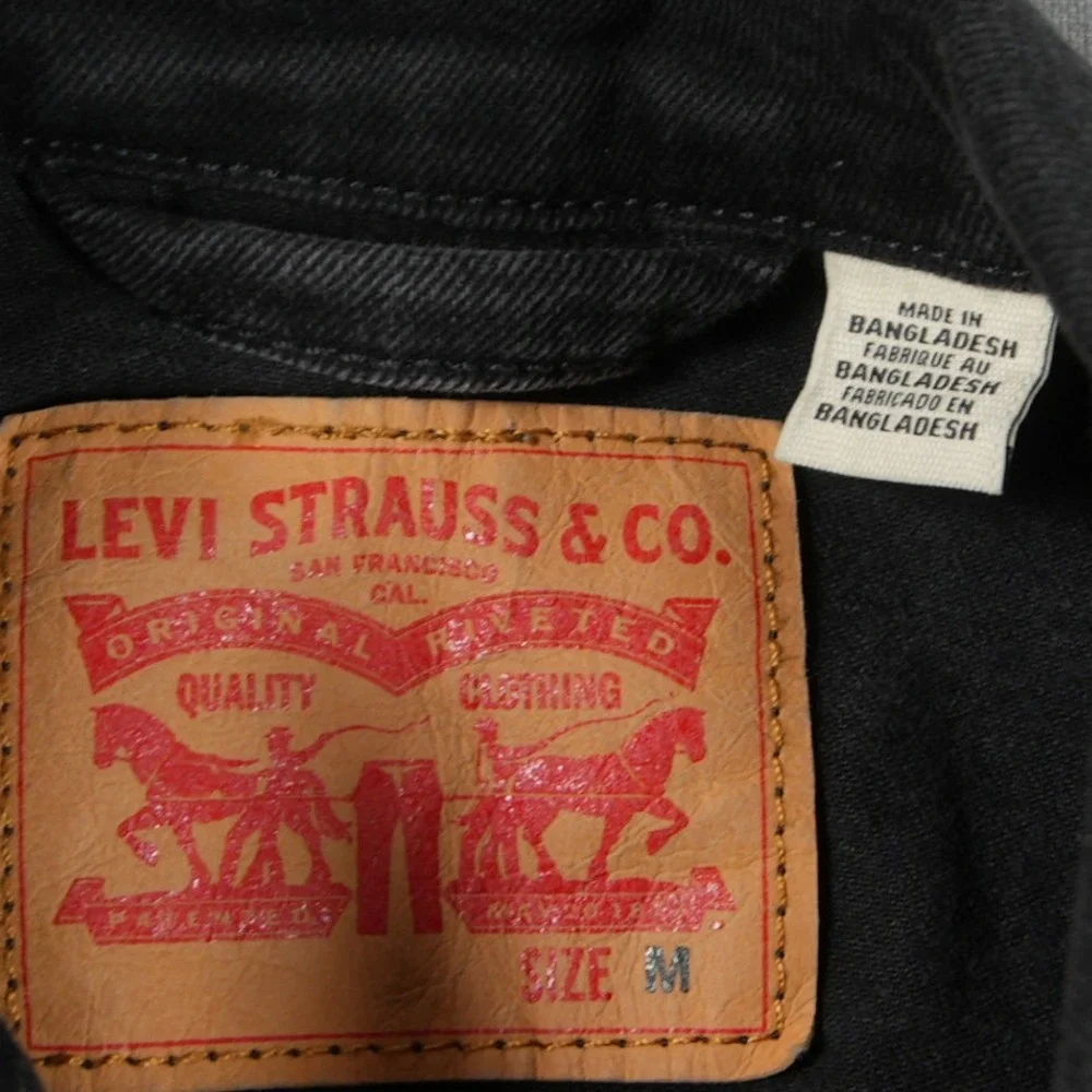 Levi's Black Denim Trucker Jean Work Moto Men Jacket M Type 3 Western